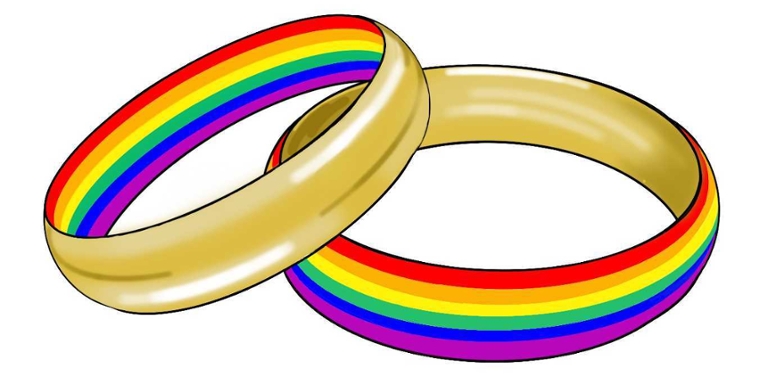 Marriage equality illustration of two rings